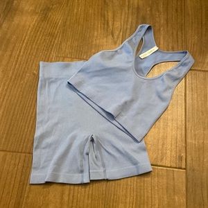 Blue matching workout set